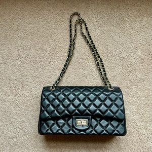 Classic Quilted Double Flap Bag Genuine Leather